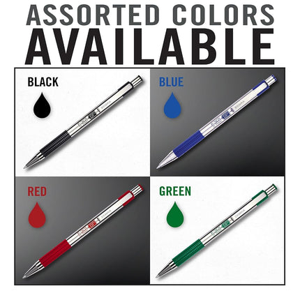 Zebra Pen F-301 Ballpoint Fine Point 0.7mm Stainless Steel Retractable Ballpoint 4-Pack – Easy-Glide Ink, Non-Slip Grip, Metal Clip, Refillable with F-Refill, Professional Design (27174)
