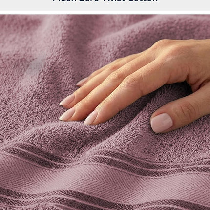 LANE LINEN 100% Cotton Large Bath Towels Set of 4 (28"x54") - Zero Twist, Mercerized Cotton Bathroom Towel 4 Pack - Quick Dry, Soft & Absorbent Large Towels Set - Oeko Tex Certified - Wishful Mauve