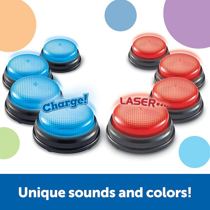 Learning Resources Team Answer Buzzers, 4 Red & 4 Blue Buzzers, 2 Different Sounds, Fun For Classroom & Home Game Play, Ages 3+