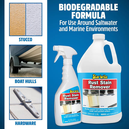 STAR BRITE Rust & Corrosion Stain Remover - Fast-Acting Spray for Fiberglass, Vinyl, Fabric, Metal & Painted Surfaces - Also Removes Sprinkler Stains 22 OZ (089222P)