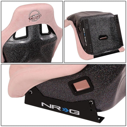 NRG Innovations NRG-FRP-302PK-PRISMA Universal Fixed Back Bucket Racing Seat for 6-Point Harnesses, Size L, Pink Seat Cover