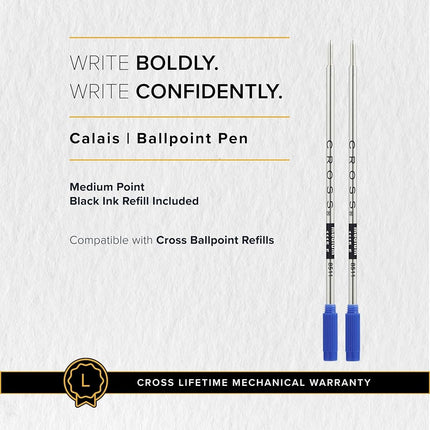 CROSS Calais Ballpoint Pen in Satin Chrome incl. Premium Gift Box – Refillable Medium Ballpen