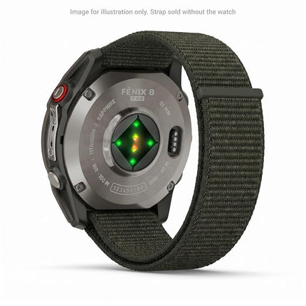Garmin UltraFit Watch Straps (26mm), Lightweight, suitable for selected f?nix-, epix-, Descent-, D2-, Instinct-, Forerunner- and Tactix series smartwatches, Original accessory, Nylon, Moss