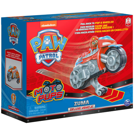 PAW PATROL Moto Cachorros - Zuma - Motor de Retracción - Función Wheelie - Vehículo de Juguete