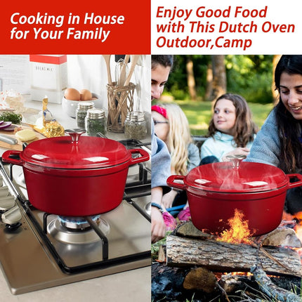 KOOMADE Dutch Oven Pot with Lid- 4.75 Quart Enameled Cast Iron Round Dutch Oven Stockpot With Dual Handles- Oven Safe up to 500°F, Heavy Duty Nonstick Cookware Safe for Bread Baking, Stews, Braising