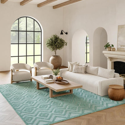 Nourison Versatile Alfombra de Área para Interiores/Exteriores Aqua/Teal 1.83 m x 2.74 m, Fácil de Limpiar, No Suelta Pelo, Dormitorio, Sala, Comedor, Terraza, Patio Trasero, Patio, Área de Alto Tráfico (1.83x2.74)