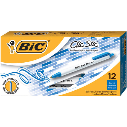 Bic Clic Stic Retractable Ball Pen, Medium Point (