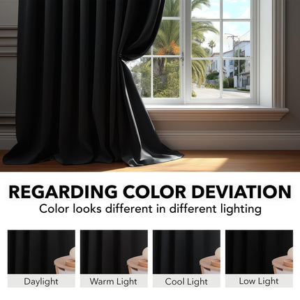 Deconovo Long Back Tab and Rod Pocket Blackout Curtains for Living Room - Thermal Insulated Light Blocking Curtains, 42x95 Inch, Black, 2 Panels