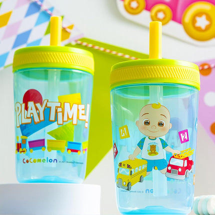 Zak Designs CoComelon Kelso 15oz Leak-Proof Toddler Straw Cups, 2-Pack