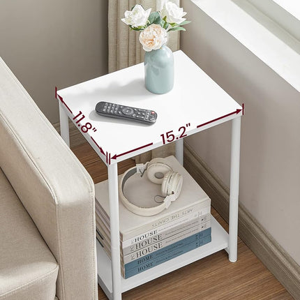 VASAGLE Side Tables Set of 2, Small End Table, Nightstand for Living Room, Bedroom, Office, Bathroom, White ULET272W14 ,11.8'' x 15.2'' 19.7''
