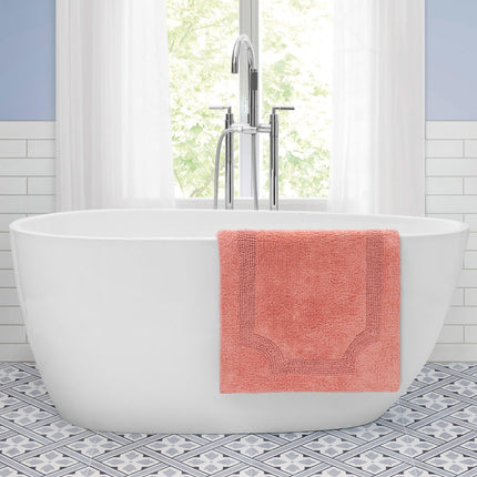 Laura Ashley Bath Rug - Reversible Cotton Bath Mat | Premium Bathroom D�cor | Machine Washable Bathroom Rug |Highly Absorbent | Coral, 17"x24"/20"x32" 2-Piece Set
