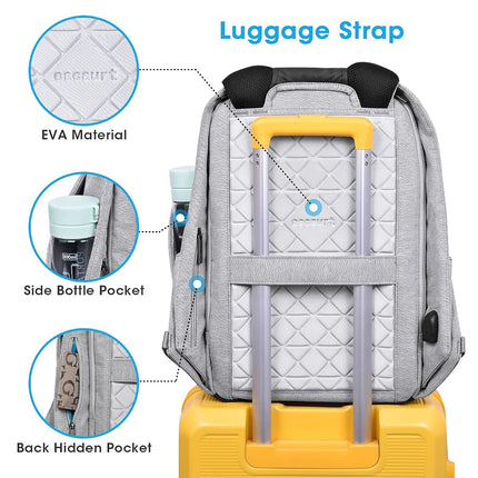 oscaurt Anti Theft Backpack - 15.6 Inch Laptop Travel Backpack with Hidden Zipper and USB Charging Port - Waterproof Business Computer Bag for Men & Women