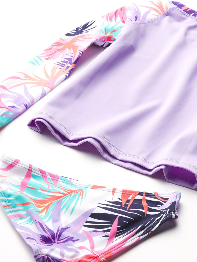 Ensemble de maillot de bain deux pièces Kanu Surf à manches longues pour femme, protection anti-UV, Cool Breeze White, 4T US