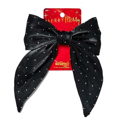 Conair by Scunci Stud Bow Barrette - lazos para el pelo - fiesta - regalos para niñas - accesorios para el pelo para mujeres - relleno de calcetín - pasadores para el pelo - Negro