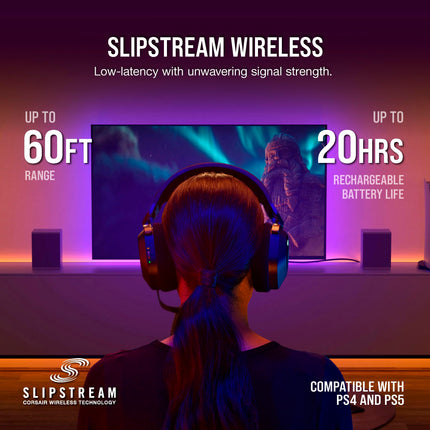 Auriculares para juegos multiplataforma inalámbricos Corsair HS80 RGB - Dolby Atmos - Diseño ligero y cómodo - Micrófono con calidad de transmisión - Compatible con iCUE - PC, Mac, PS5, PS4 - Negro