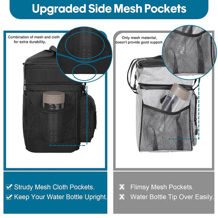 GLENKEY Double Deck Insulated Lunch Box, Expandable Large Lunch Bag Leakproof Cooler Bag Lunch Pail for Men Women Adults Work Shifts Travel Daytrip, 16L, Black