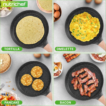 NutriChef Crepe Maker, 24cm Nonstick Pan, Induction Cookware