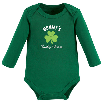 Hudson Baby unisex-baby Cotton Long-sleeve Bodysuits, Lucky Charm, 6-9 Months