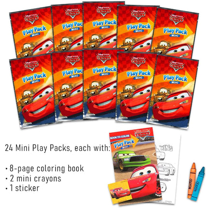 Disney Cars Mini Party Favors Set for Kids - Bundle with 24 Mini Cars Grab n Go Play Packs with Coloring Pages, Stickers and More | Disney Cars Birthday Party Supplies