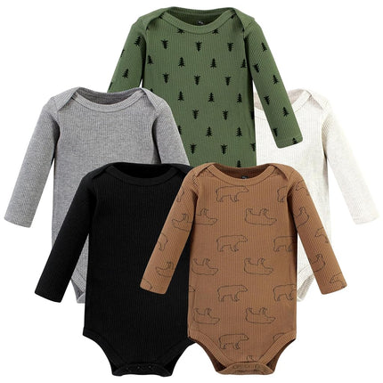 Hudson Baby Grenouillères thermiques à manches longues unisexe pour bébé, motif arbre et ours, 3-6 mois