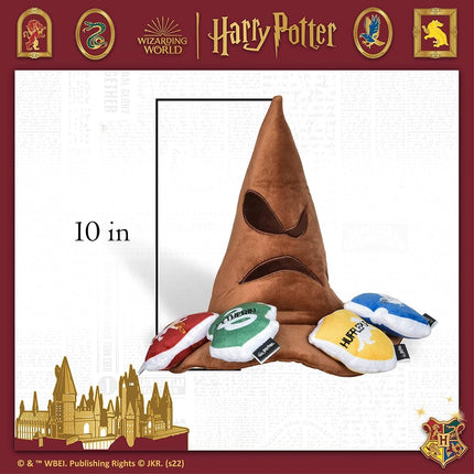 Harry Potter Burrow Pet Toy | Dog Sorting Hat with Plush Removable Parts | Crinkle Dog Chew Toy