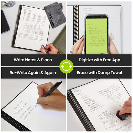 Rocketbook Fusion Smart Reusable Notebook- grey, Letter Size (8.5" x 11")
