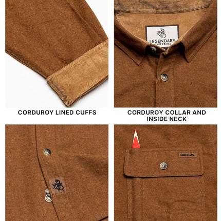Legendary Whitetails Men's Flannel Shirt Long Sleeve Button Down 100% Cotton, Chestnut Heather, 4XL Big