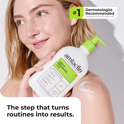 AmLactin Daily Moisturizing Lotion for Dry Skin – 7.9 oz Pump Bottles (Twin Pack) – 2-in-1 Exfoliator-Body Lotion with 12% Lactic Acid, Dermatologist-Recommended (Packaging May Vary)