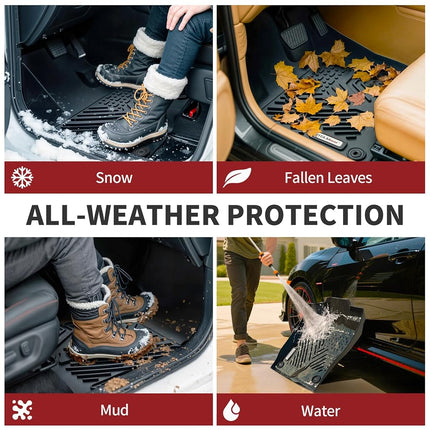 YITAMOTOR Floor Mats for Ford F-150 Super Crew Cab 2025-2015 with 1st Row Bench Seats, Custom Fit F150 1st & 2nd Row All Weather Floor Liners, Bench Seating, F 150 Supercrew Pickup Accessories Black