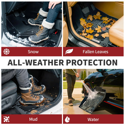 YITAMOTOR Floor Mats for Ford F-150 Super Crew Cab 2025-2015 with 1st Row Bench Seats, Custom Fit F150 1st & 2nd Row All Weather Floor Liners, Bench Seating, F 150 Supercrew Pickup Accessories Black