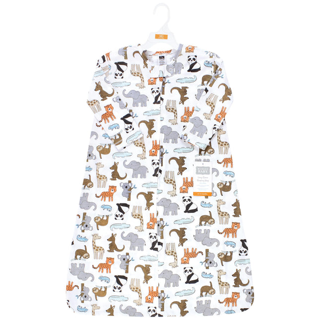 Hudson Baby Unisexo Bebé Manga Larga Jersey de Algodón Saco de Dormir, Manta, Animales de Zoo, 12-18 Meses