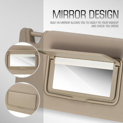 Pare-soleil beige DNA MOTORING (côté passager) compatible avec Nissan Altima 2013-2018, ZTL-Y-0324-BE