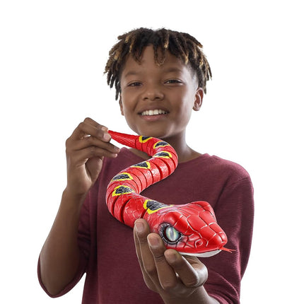 Robo Alive Robotic Snake Series 3 (Red) Light Up Toy, Battery-Powered, Realistic Movements, Toy Lizard