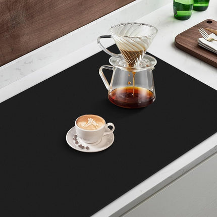Coffee Mat Super Absorbent Dish Drying Mat Coffee Bar Mat 17"x 30", Black