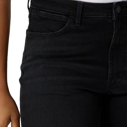 Wrangler Women's High Rise True Straight Fit Jean, Midnight Black, 4-32