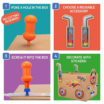 Learning Resources Boxineers Cardboard Vehicles - Creative Craft Supplies for Kids Projects, Cardboard Tools for Kids, DIY Fine Motor Activities, Kids Crafts and STEM Construction Kits
