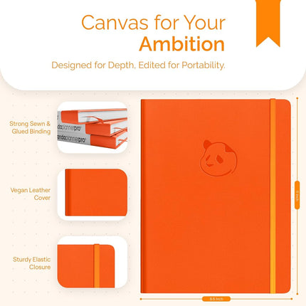 Panda Planner Pro - Best Daily Planner for Happiness & Productivity - 8.5 x 11 Softcover - Undated Day - Guaranteed to Get You Organized - Gratitude & Goals Journal (Orange)