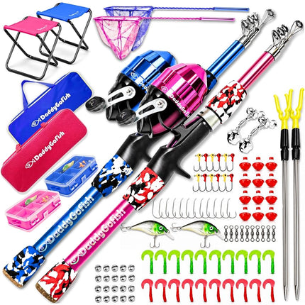 DaddyGoFish Kids Fishing Pole - Rod Reel Combo Tac