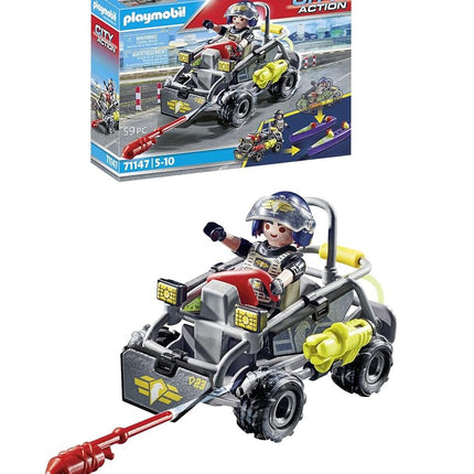 Playmobil 71147 City Action Tactical Multi-Terrain Quad, convertible SWAT speedboat, fun imaginative role-play, playset suitable for children ages 5+