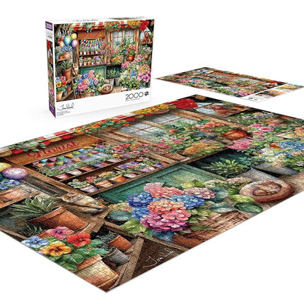 Buffalo Games Jigsaw Puzzles for Adults 2000 Pieces - Tom Wood - The Flower Shop - Hard Adult Puzzle with Reference Poster, Fun, Unique & Challenging for All Abilities, Large 38.5 x 26.5
