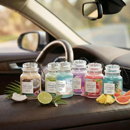 Ambientador Yankee Candle Paper Car Jar, Iced Berry Lemonade, ambientador colgante para coche para neutralizar olores y fragancia duradera, refrescante aroma de verano, 1 unidad (paquete de 10)
