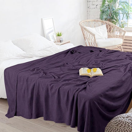 Utopia Bedding Premium Cotton Blanket Full/Queen Plum - Soft Breathable Thermal Blanket - Ideal for Layering Any Bed