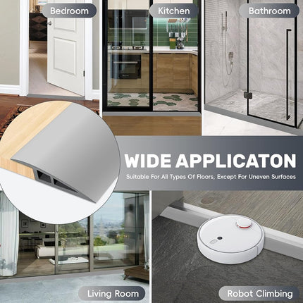 Vinyl-Door-Threshold-Ramps Floor-Transition-Strips 36 inch, Threshold 1/2'' ~ 3/5'', Thresholds Ramps for Doorways, Edge-Reducer Threshold-Transition-Strip for Home/Door/Floor (Grey)