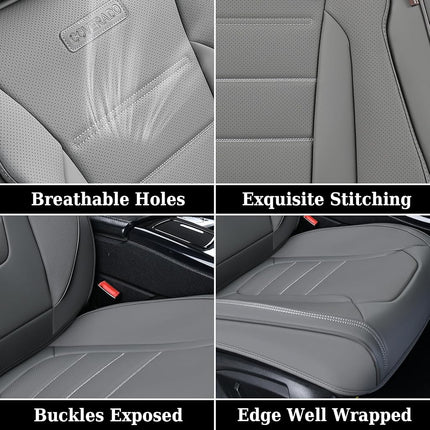Coverado Seat Covers Full Set, Seat Covers for Cars, Gray Car Seat Cover, Waterproof Car Seat Protector, Nappa Car Seat Cushion, 5 Pieces Car Seat Covers Front Seats and Back Fit for Most Cars