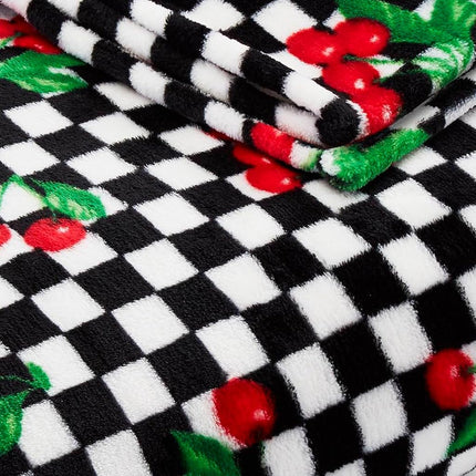 Betsey Johnson Ideal for Couch, Bed, or Lounge, Cozy Home Essentials, Polyester, Cherry Checker Red, 50" x 70"
