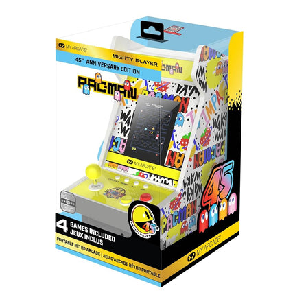 My Arcade Pac-Man 45th Anniversary Mighty Player: Pac-Man 45th Anniversary Console, Retro Games, Countertop Arcades, Illuminated Marquee, 4 Games in 1,Rechargeable Battery