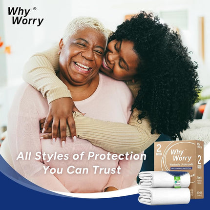 WhyWorry Washable Bed Pads for Adult Incontinence, 86x91cm, White, 4 Pack