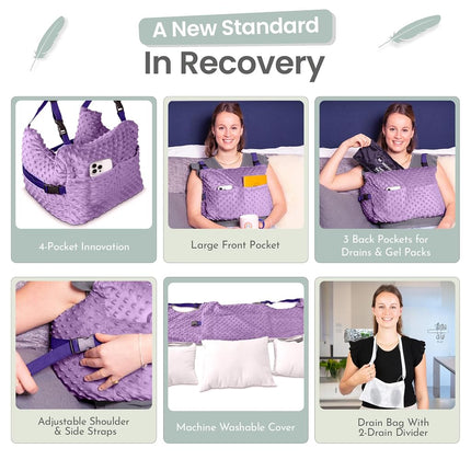 MOYOAMA Post Mastectomy Pillow with Cold Packs - Recovery After Breast Cancer Surgery, Breast Augmentation - Lightweight Post Surgery Pillow with 4 Built-in Pockets to Support Healing