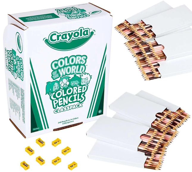 Crayola Colores del Mundo, Lápices de Colores a Granel Tonos de Piel, 240 Lápices de Colores