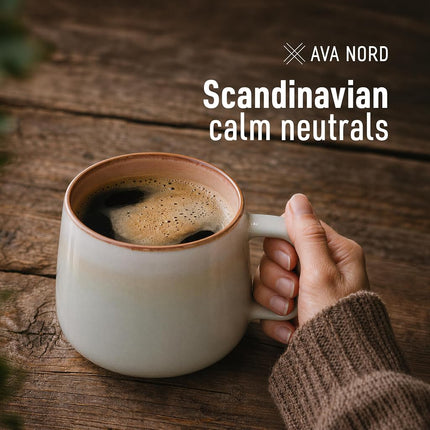 Ava Nord Groß Steinzeug Keramik Kaffeetasse | 2er Set | 600ml | Salbeigrau